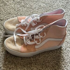 Vans High-Top Sneakers in Peach and Beige